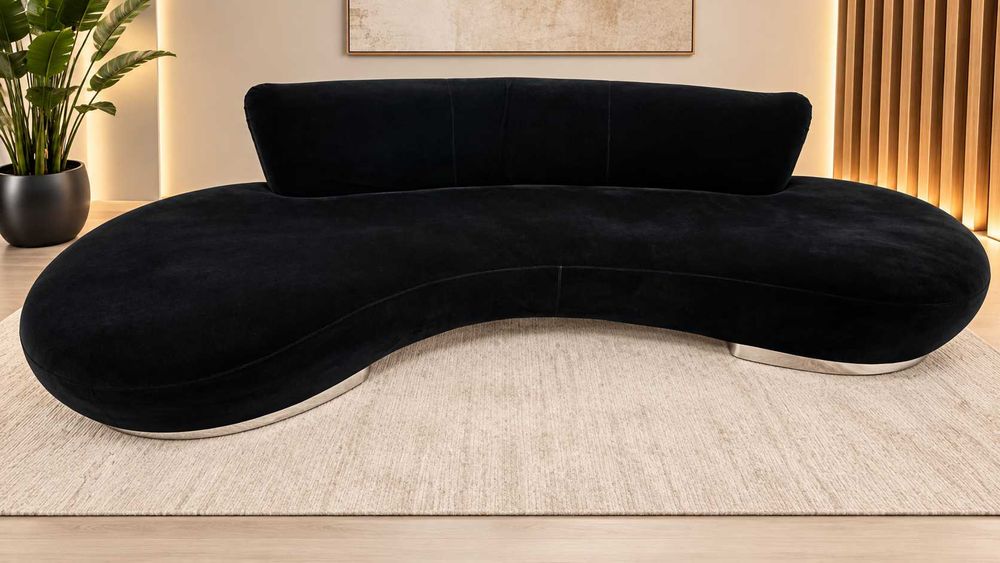Sofá Curvo de Design em Preto | Chaise Longue | Excelente Estado