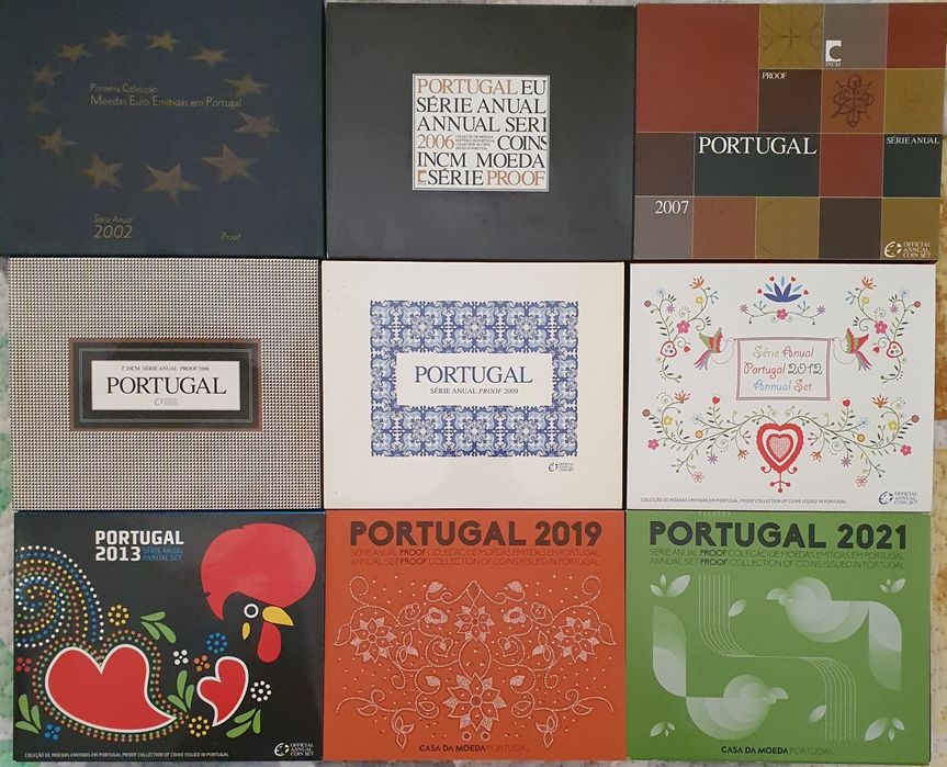 Moedas Euro comemorativas Proof pastas e cards Vaticano, Monaco