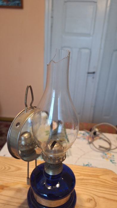 Lampa naftowa szklana PRL 1979 vintage