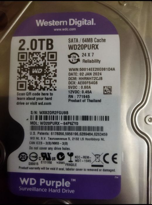 Жорсткий диск  Western digital WD Purple 500Gb 1TB, 2TB, 3TB, 4TB, 8ТВ