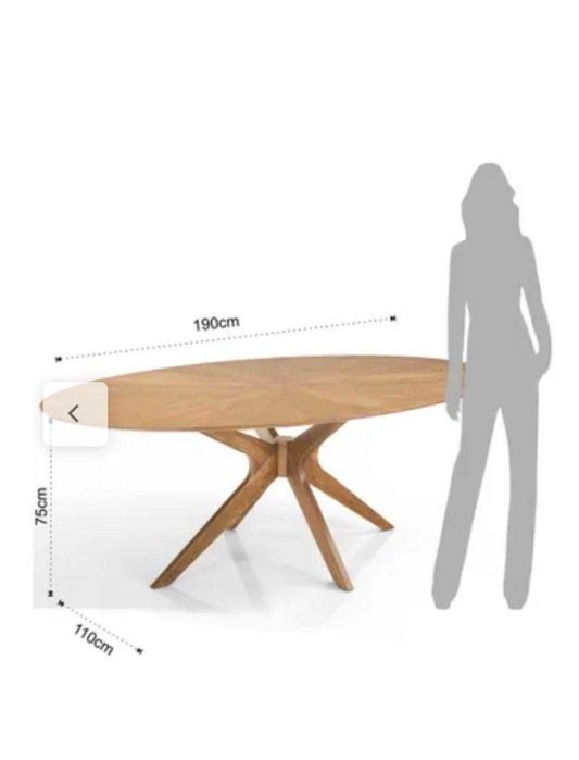 Mesa Oval Tallin em madeira com efeito carvalho