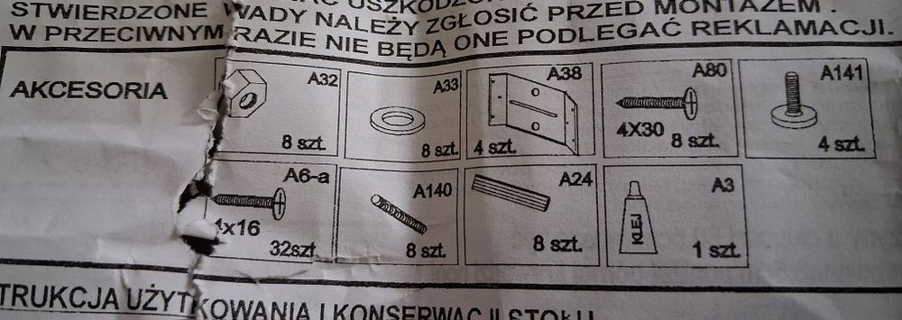 Obejma do stołów. Komplet