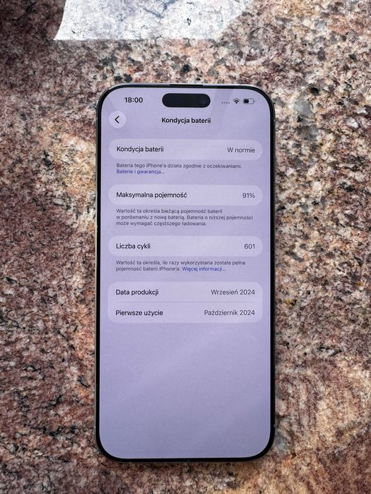 Iphone 16 pro max 256gb naturalny tytan 91% bat stan idealny