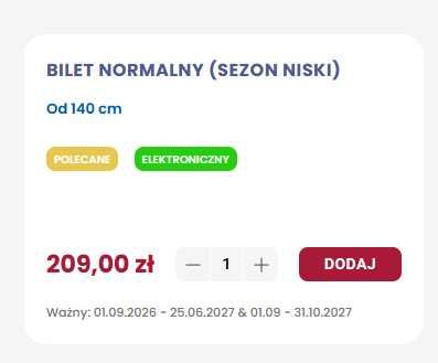 4 bilety energylandia normalne - sprzedane.