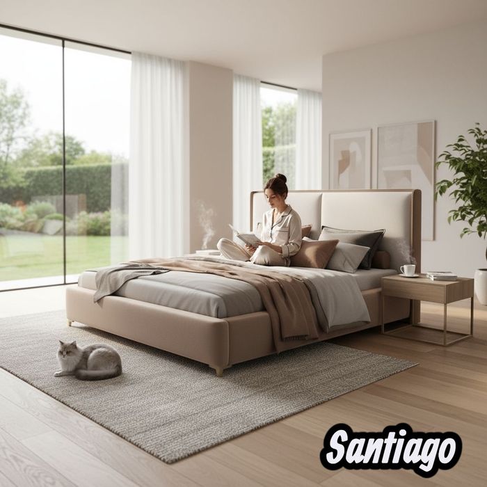 Łóżka tapicerowane z pojemnikiem na pościel stelaż metalowy