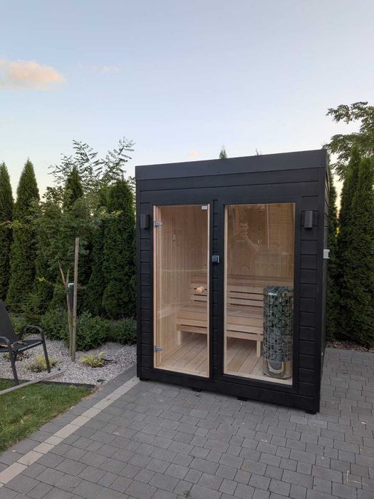 Ogrodowa Sauna Fińska Sucha Olaya ,,7" 2,0x2,0 Witryna + Ocieplana + Piec