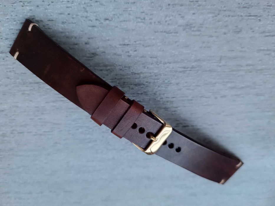 Skórzany pasek zegarka 21,8-18 mm kasztanowy rustykalny L