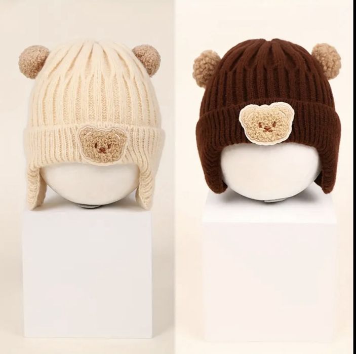 Вʼязані шапочки для немовлят на зиму
