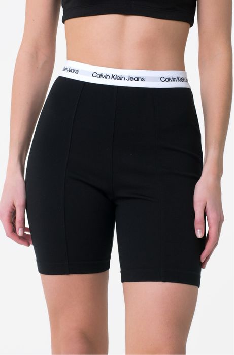 Шорти жіночі Calvin Klein оригінал, жіночі шорти чореі велосипедки на білій резинці з написом бренду, цупкі жіночі шорти для тренувань