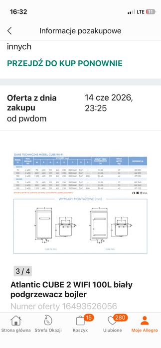 Podgrzewacz bojler atlantic cube wifi 100l