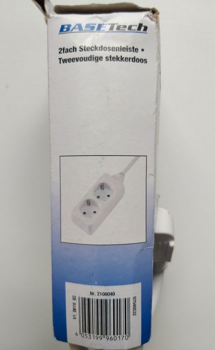 Новый  удлинитель Basetech BT-2108040 на 2е розетки оригинал.