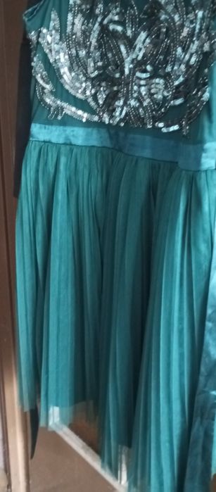 Elegancka Damska sukienka 38/40 butelkowa zielen