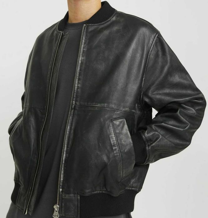 Blusão de verdadeiro couro de vaca Jack & Jones