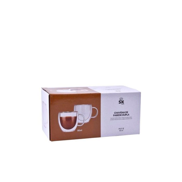 Pack 2 Chávenas Vidro Duplo 80 ml