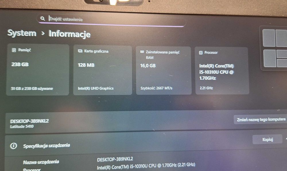 DELL Latitude 5410 i5-10310/ 16GB RAM/ 256GB SSD/ Windows 11