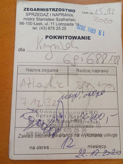 Szwajcarski zegarek mechaniczny Atlantic Worldmaster