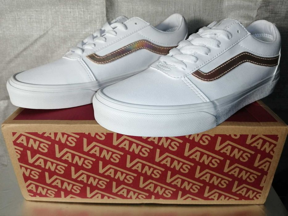 VANS WARD Nowe Buty Damskie Trampki 40 Skóra Oryginalne Białe