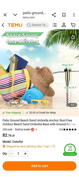 Wkręcane mocowanie parasola ogrodowego