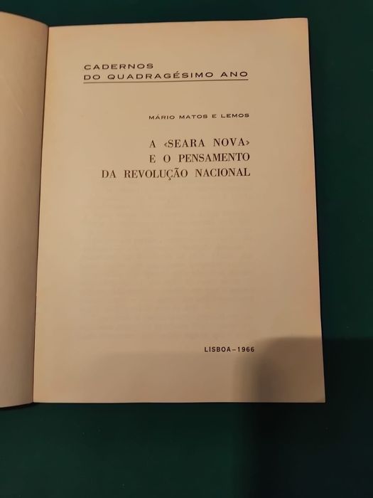 A Seara Nova e o Pensamento da Revolução Nacional