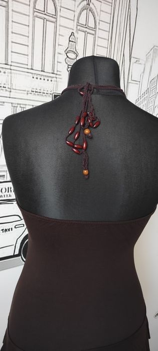 Brązowa asymetryczna bluzka boho
