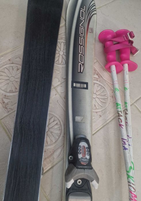 Narty dziecięce Rossignol 120cm + kijki