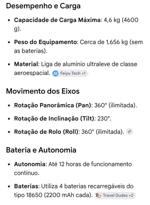 Gimball Feiyutech AK4500 em ótimo estado