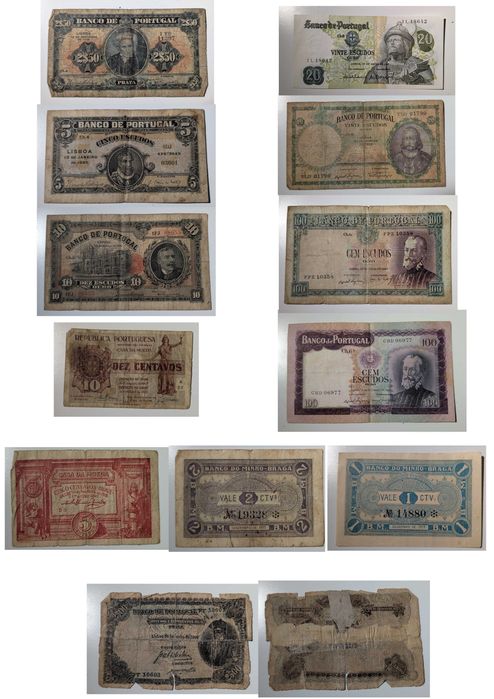 Conjunto Notas Portuguesas Antigas