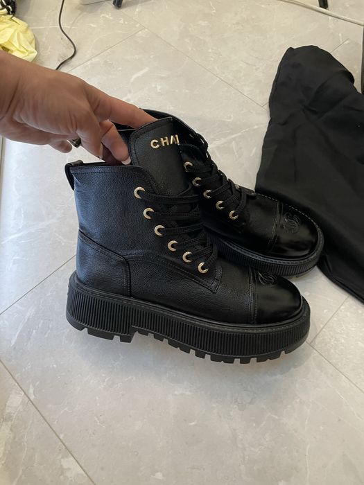 Chanel botki czarne trapery workery 38