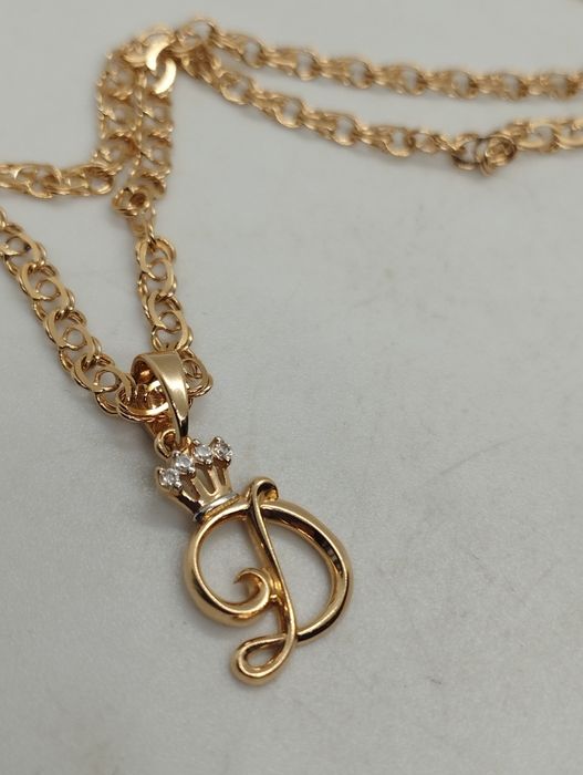 Золотой кулончик буква Д 1.04 грамма