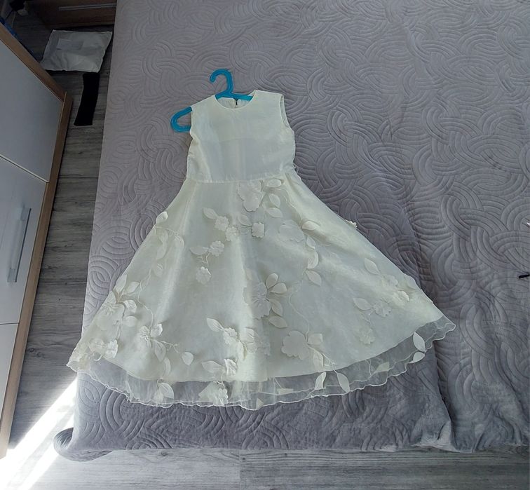 Sukienka wizytowa balowa ecru dla dziewczynki rozmiar. 134