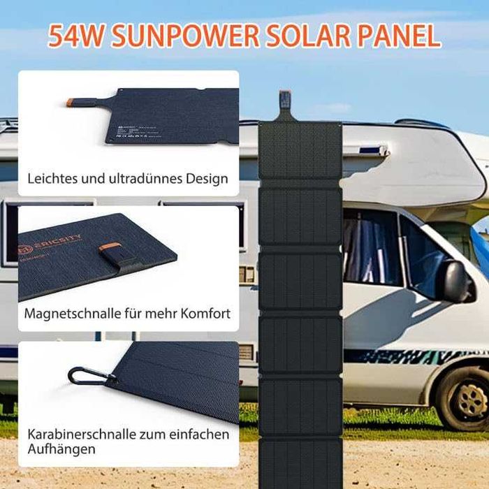 Ericsity Przenośna ładowarka solarna 54W USB Panel słoneczny kemping