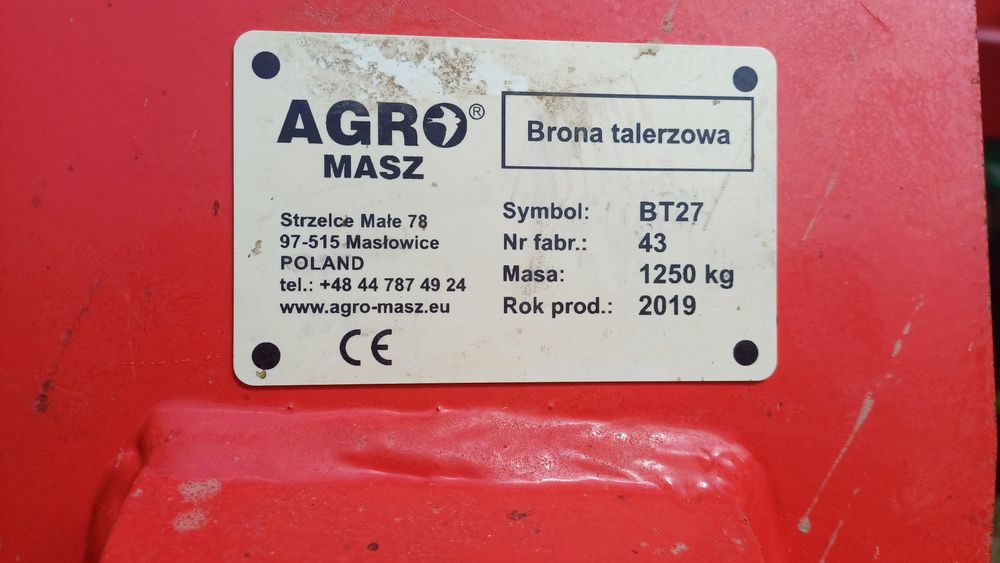 Brona talerzowa AGRO MASZ BT27