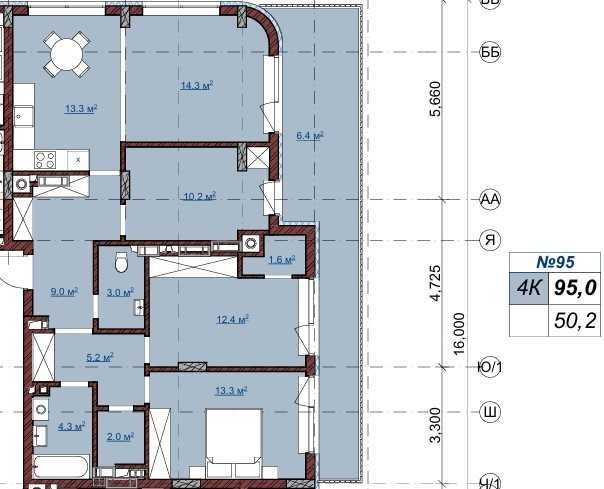 Продаж 4 кім. квартири / 95 м / від забудовника, ЖК Terra M