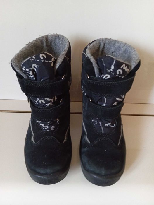 Buty FLORTEX - ciepłe czarne botki z białymi mazakami - r. 34