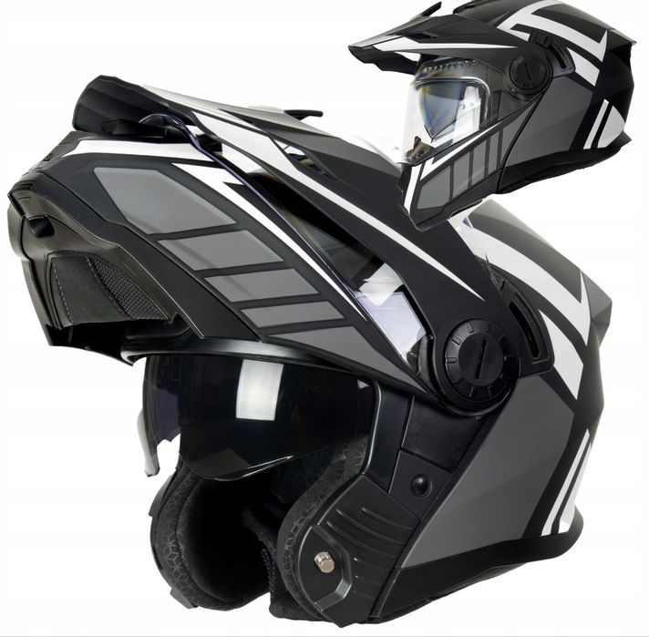 Kask motocyklowy szczękowy HORN pod interkom ECE 06 blenda XS-XXL