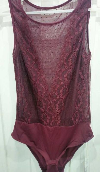 Nowe, bordowe transparentne body Esotiq Sexy You