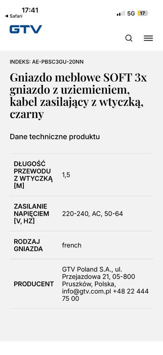 Gdniazdo meblowe soft gtv