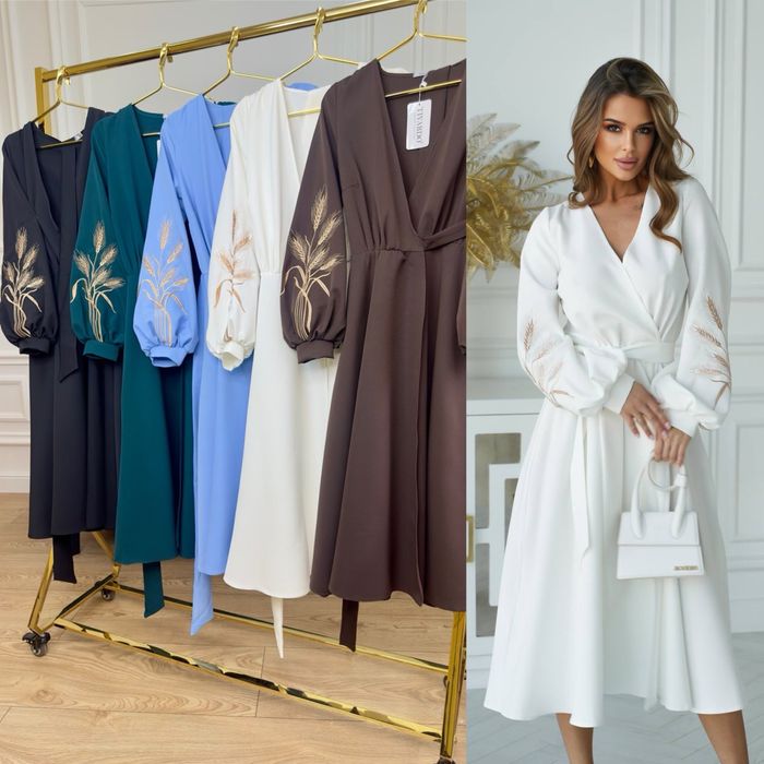 Женское платье с вышивкой S-3XL Жіноча сукня чорний,блакитний,біли