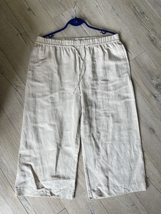 Spodnie cream kremowe len wiskoza r 40 boho