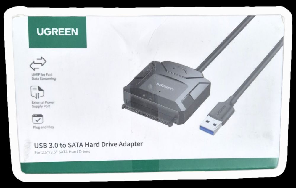 Перехідник UGREEN CR108 USB 3.0 to SATA III (F) + DC Adapter Black (20