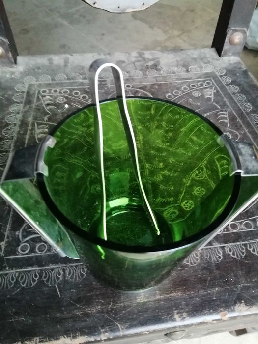 balde para gelo vintage , em vidro e metal