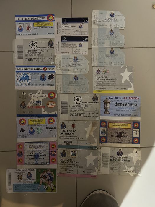 Bilhetes futebol antigos