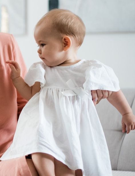 Sukienka na chrzciny, biala bawelniana prosta