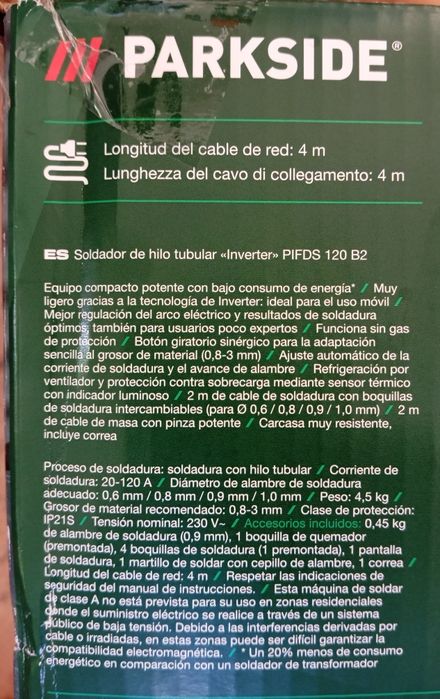 Máquina de soldar inverter Parkside nova