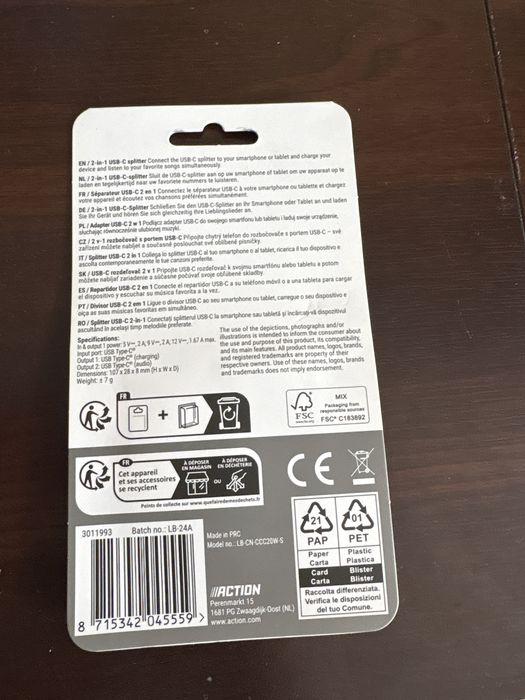 Adapter USB-C 2 w 1 rozdzielacz LAB31