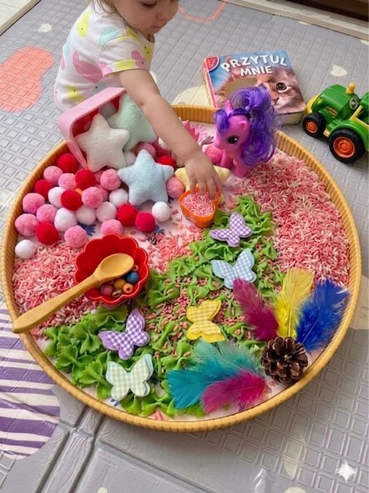 Sensoryczny zestaw edukacyjny Montessori – Zestaw do zabawy i przesypywania