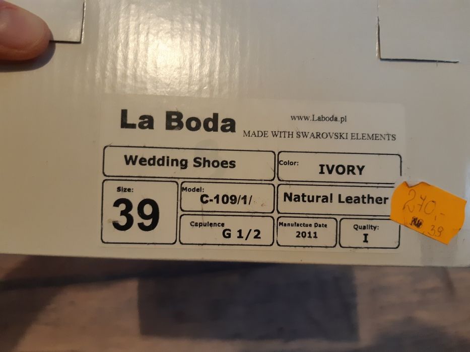 Sprzedam buty ślubne szpilki La Boda, skórzane r. 39