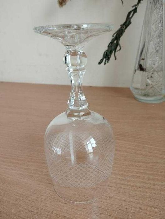 Винтаж СССР фужер бокал на ножке полированный хрусталь 190 мл, рисунок