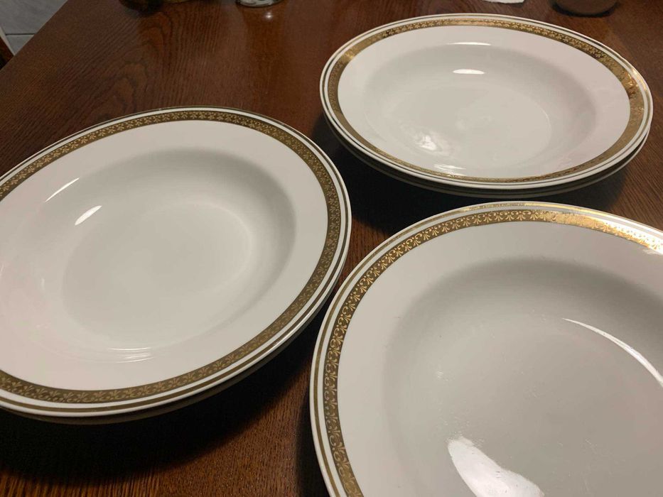 antyczne , porcelanowe talerze, głębokie  - złoto 24 k.- Włocławek