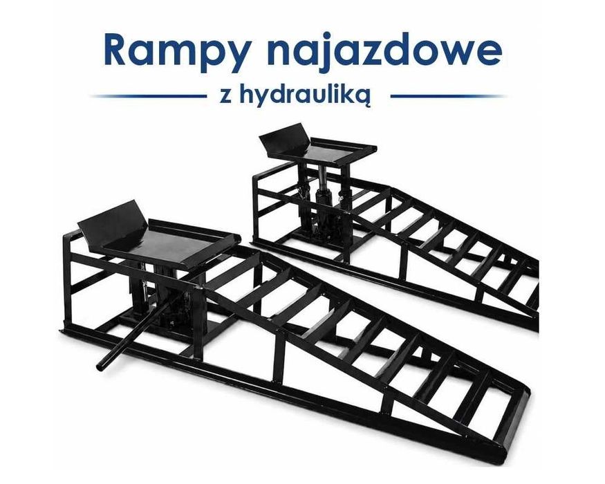 RAMPA NAJAZDOWA z podnośnikiem hydraulicznym do 2T komplet CZARNY